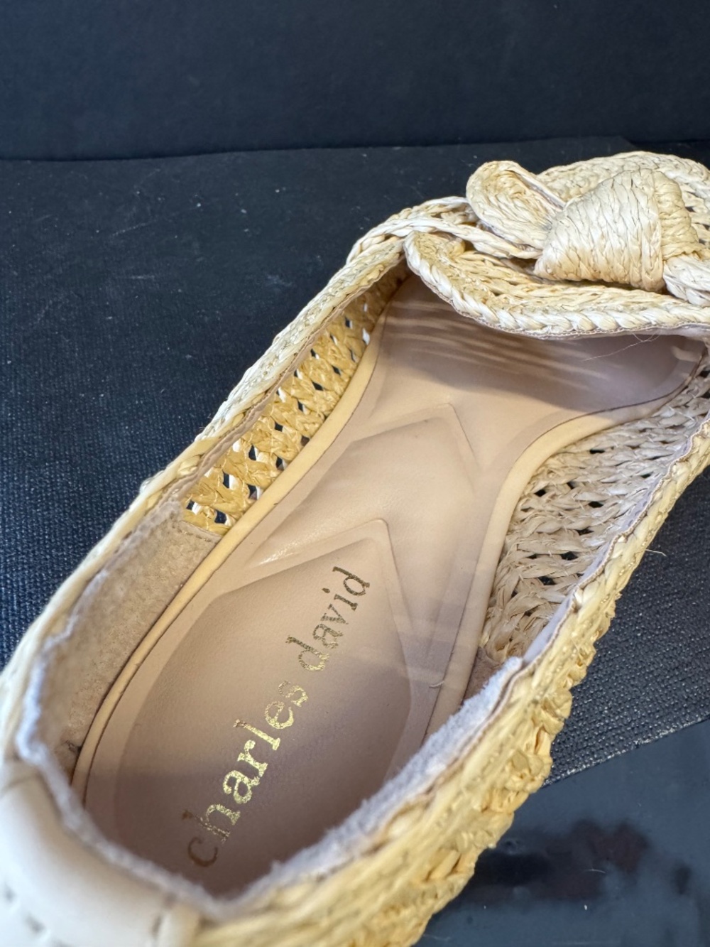 Charles David NWOB Raffia Woven Loafer Flats Knot Natural Tan Size 6 - Picture 9 of 14